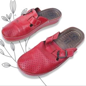 Red Slide Mule Nurse Shoes | 41 | Fratelli Babb Anatomico Mediso | Buckle